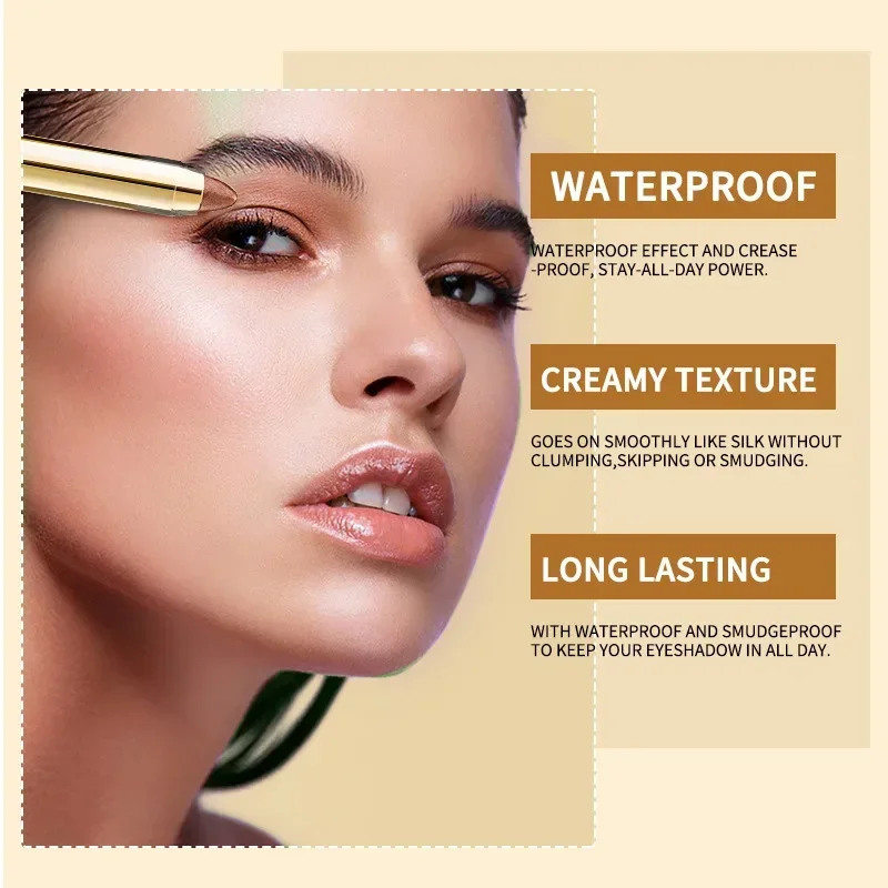 Dwustronny rozświetlający cień do powiek – migoczący, rozjaśniający, długotrwały, nie rozmazujący się, perłowy świecący sztyft do makijażu