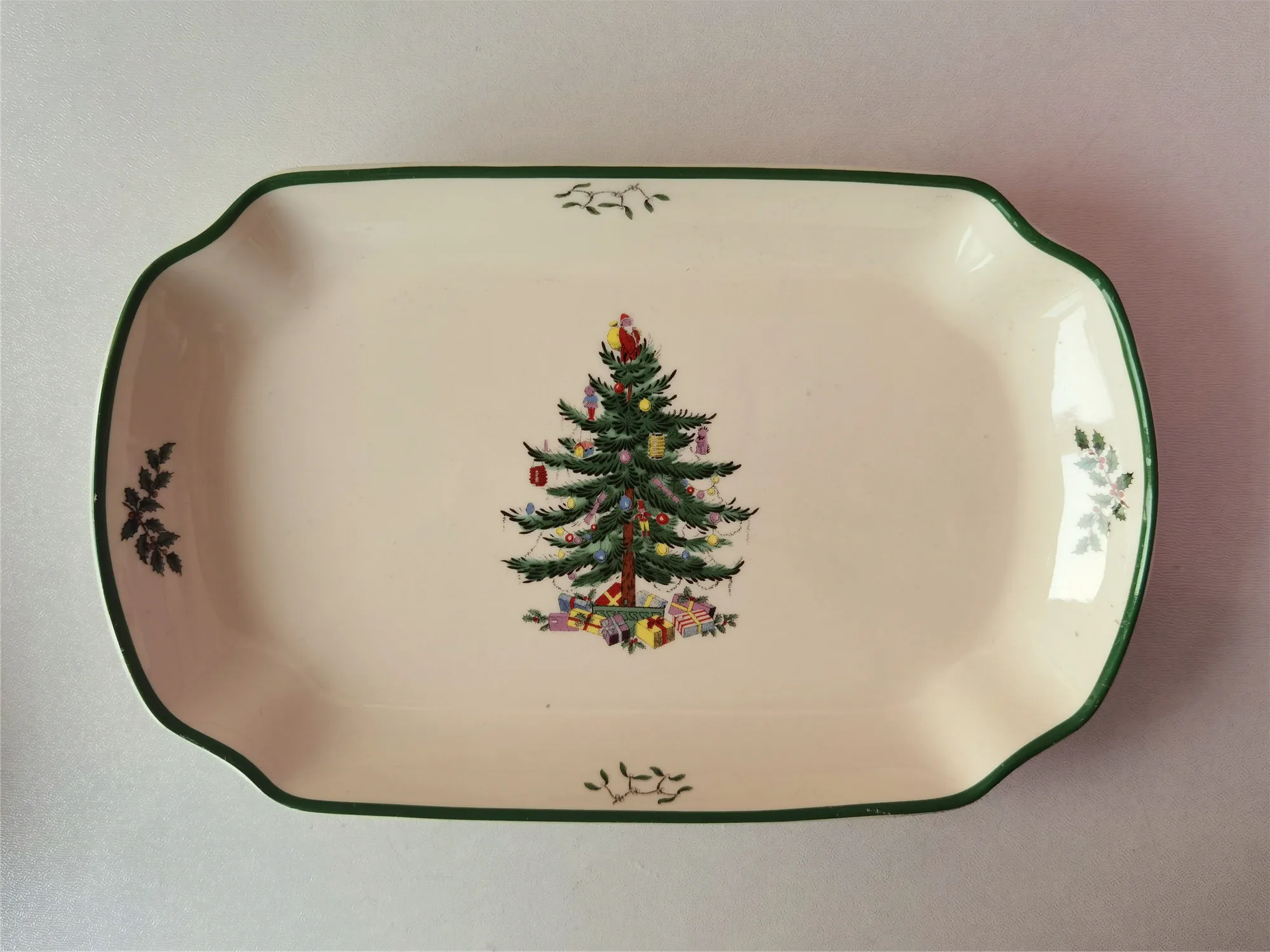 Classic Green Edge Series Christmas Set Size Plate Square Plate Size Bowl Fish Dish Coffee Set