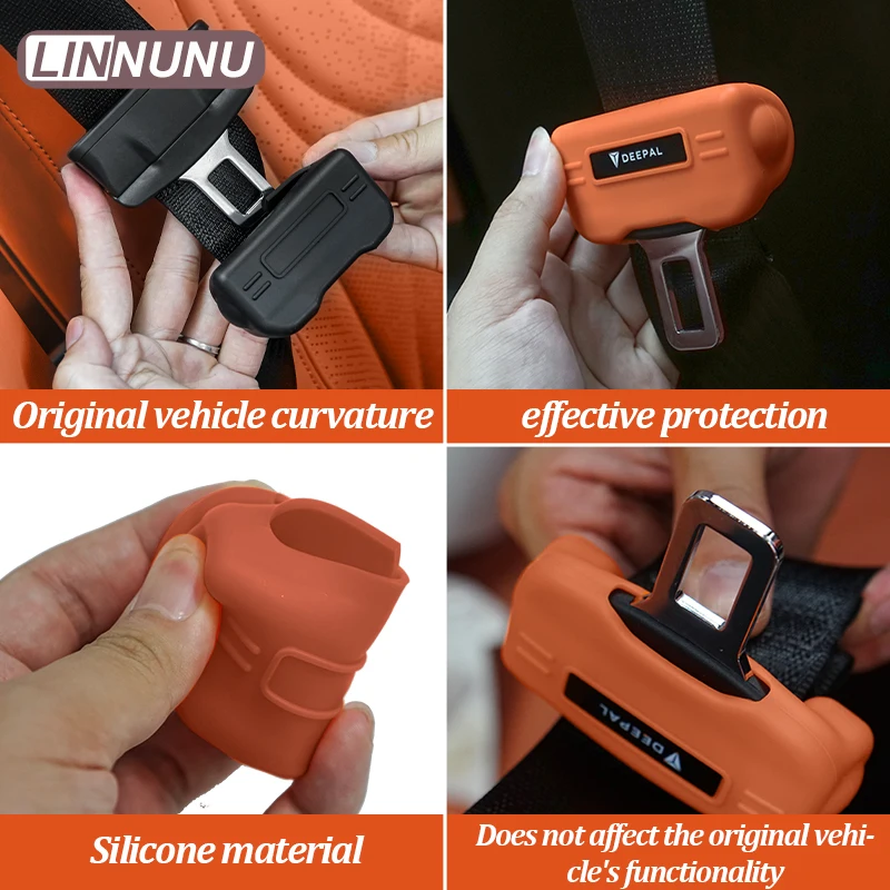 Linnunu Fit for Deepal S07 L07 Sl03 Cars Accessories Car Seat Belt Buckle Silicone Protective Cover Anti-Collision and Anti-Scratch Protective Cover