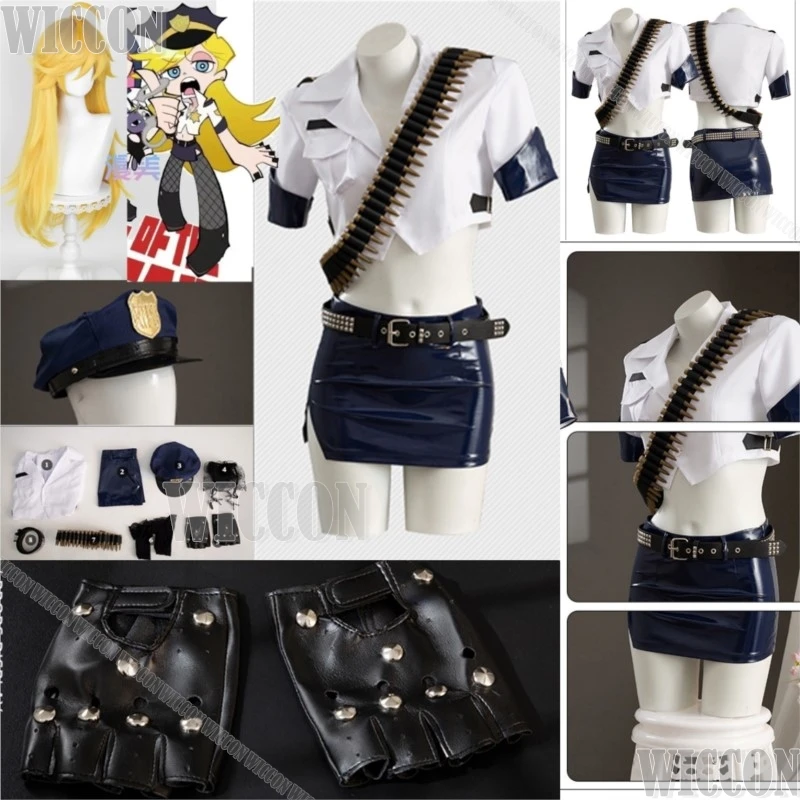 

Panty Policewoman Uniform Anime Panty Cosplay Stocking Costume Wig Prop Hat Shirt Skirt Girl Women Carnival Outfit Customized