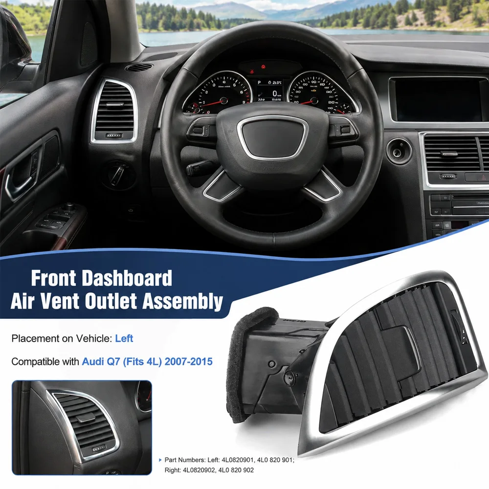 For Audi Q7 4L 2007-2015 Car Front Dashboard Left /Right Air Conditioning Heater AC Vent Outlet Grille Panel 4L0820901 4L0820902