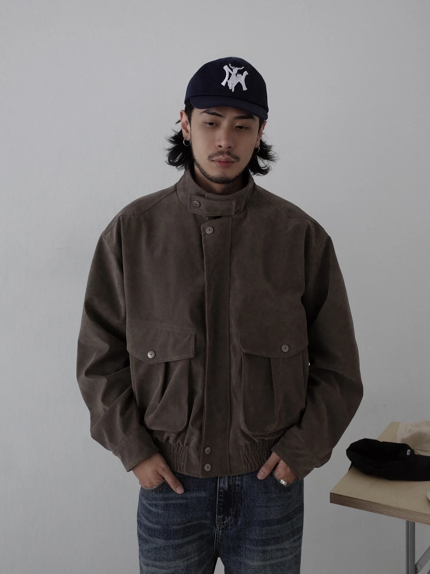 

Американский ретро-куртка из замши Meralde с воротником-стойкой, унисекс, для молодежи, широкая, ветрозащитная, из смесовой хлопковой ткани, на молнии...