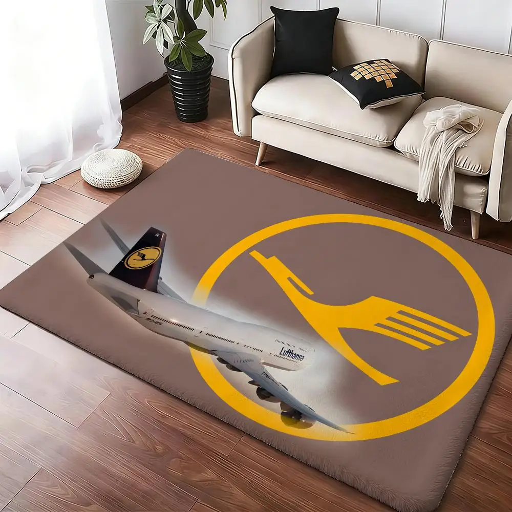 Global Airline L-LufthansaS Floor Mat Soft Thickened Absorbent Non-Slip Bedroom Living Room Door Mat Home Decor Flannel Rugs