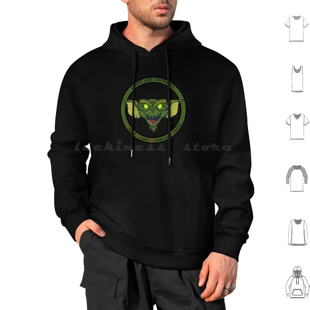 Sweat à capuche vert Amu Gremlins à manches longues qualifié fier malheureux impariable