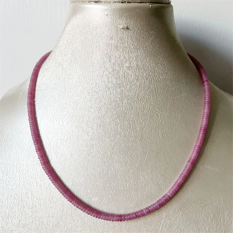 2*4MM Oval merah muda Rubellite merah giok kalung batu alam perhiasan Bijoux wanita pesta hadiah pernikahan ulang tahun kerja tangan klavikula