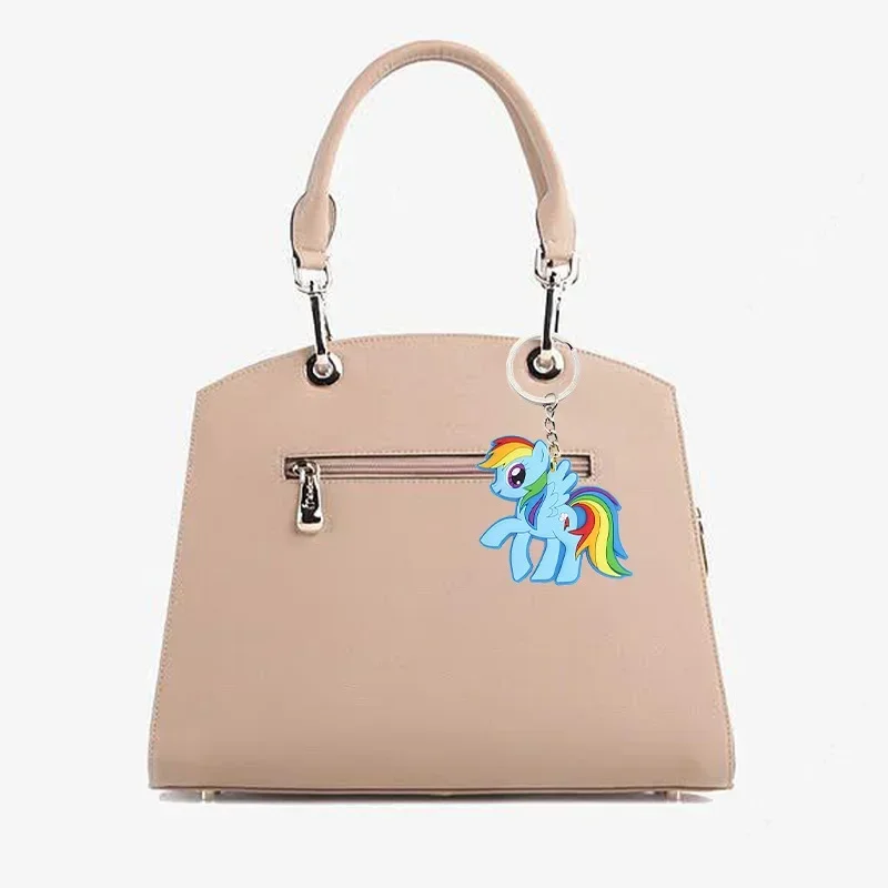 Hasbro Little Pony Unicorn Rainbow Dash Anime Figure Cartoon Keychain Small Schoolbag Pendant Toy for Girl Collection Decoration