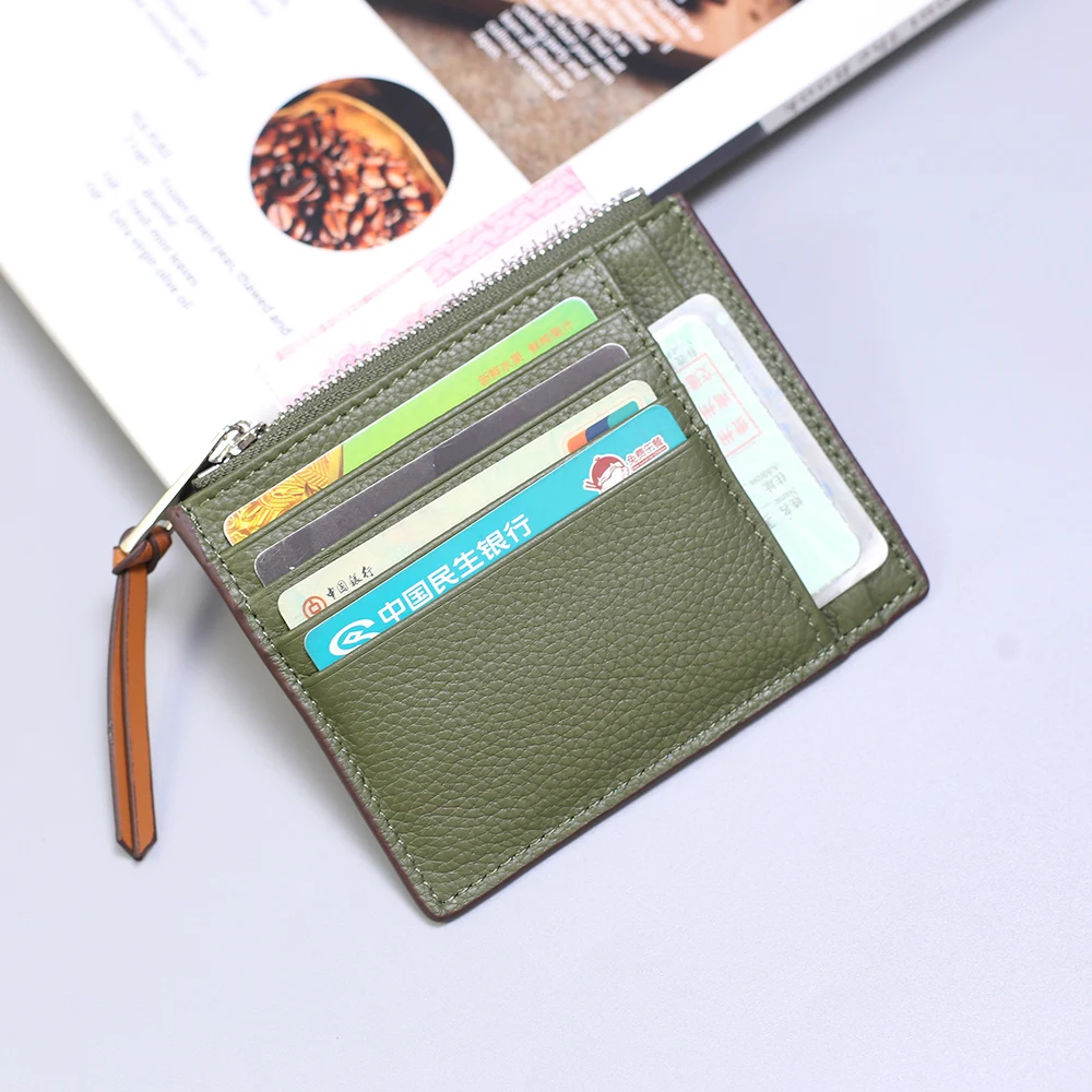 Women Brand Design Genuine Leather Coin Purse Credit Card Holders Fashion Patchwork Multi Pockets Small Zip Wallet Money Bag