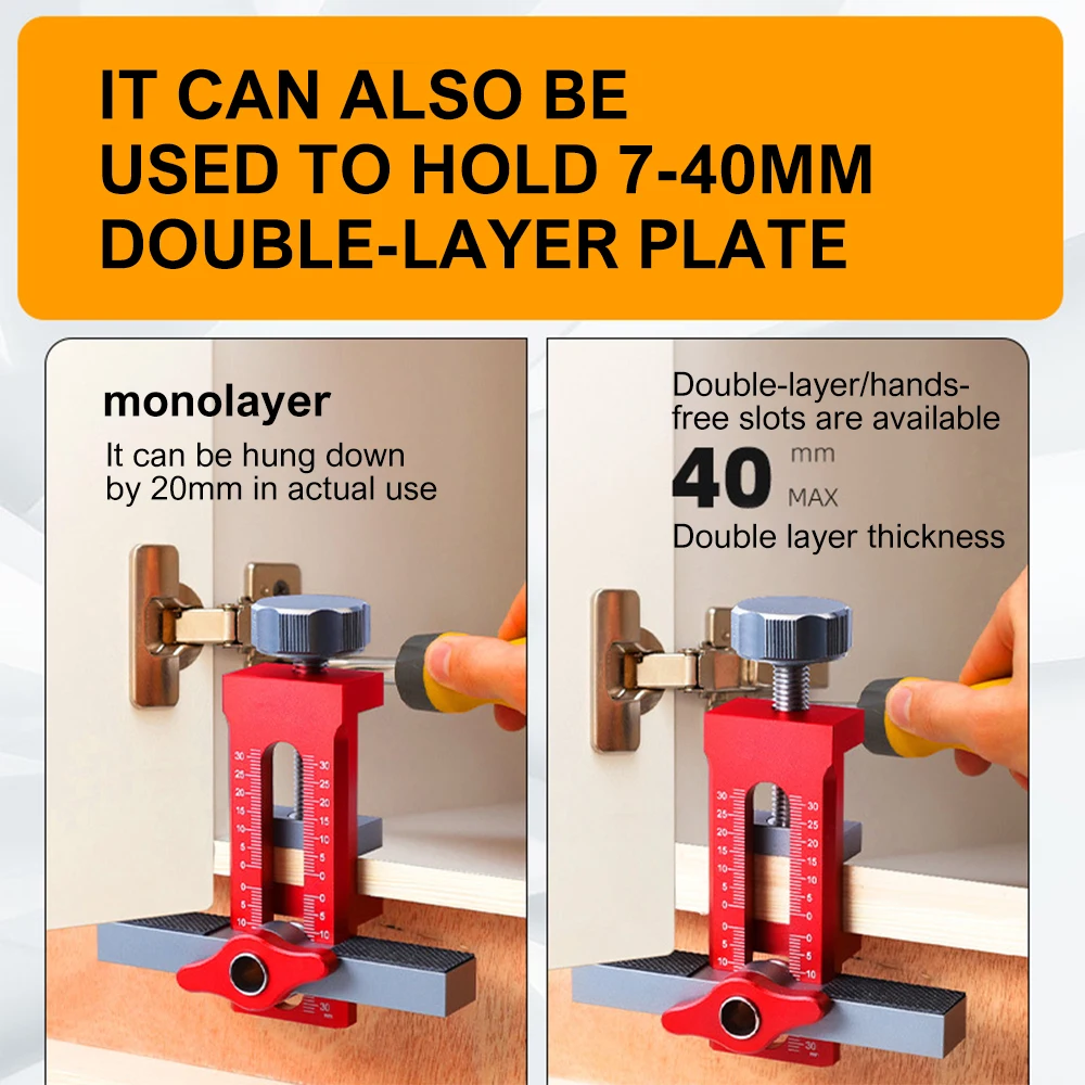 Wardrobe Cabinet Door Panel and Rebounder Punched Mounting Jig Woodworking 10mm Doweling Drilling Guide Locator Installing Clip