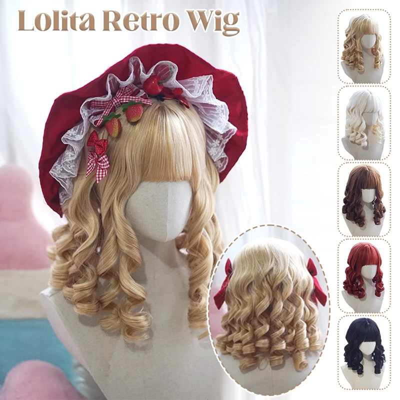 

Roman Curly Synthetic Lolita Retro Curly Hair With Bangs Anime Wig Costume Palace Princess Woman Party Cosplay Wig Prop