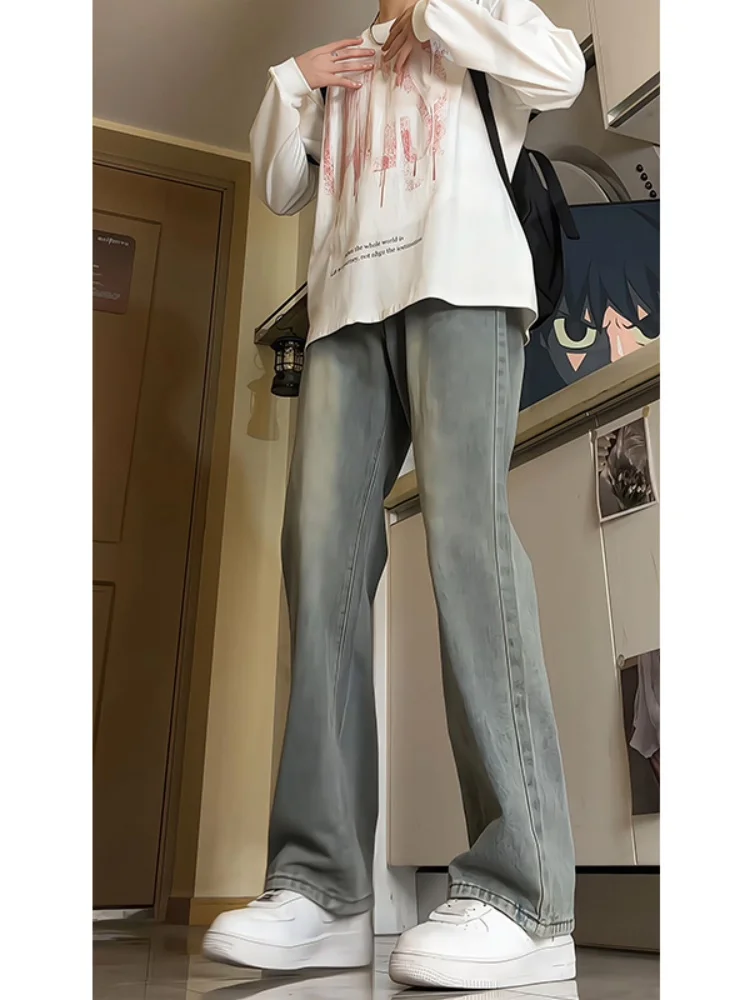 

Мужские джинсы Cleanfit с флисовой подкладкой, винтажные, синие, свободного кроя, для осени и зимы, из хлопка и полиэстера