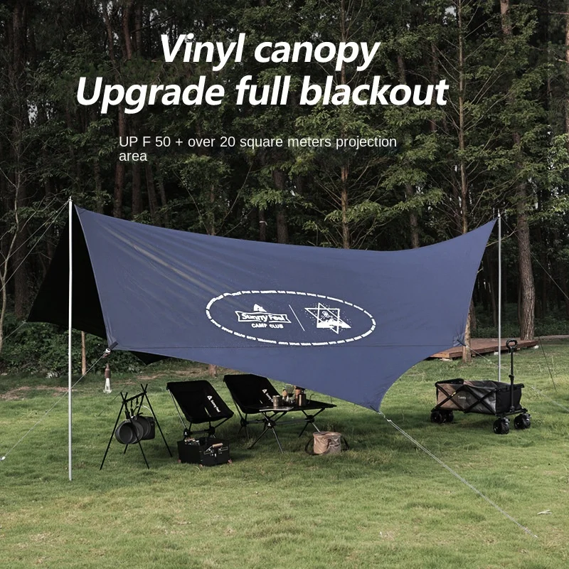 Outdoor Picnic Sun Protection Camping Blackened Vinyl Canopy Camp Polygon Maple Leaf Canopy