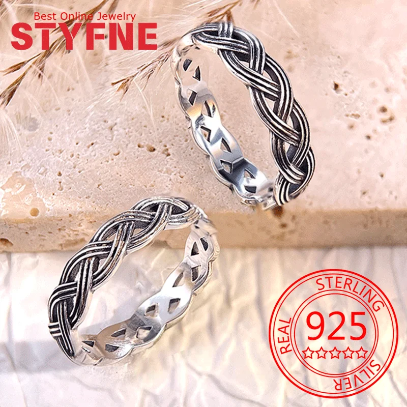 

925 Sterling Silver Women's Triple Wire Braided Ring Cubic Zircon Silver Anniversary Gift Bridal Ring