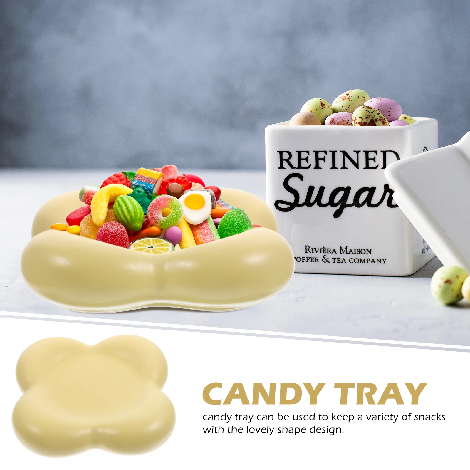 

Snack Serving Tray Premium Ceramic Multi-Function Dry Fruit Plate Household Candy Tray Wear-Resistant Desktop Snack Supplies