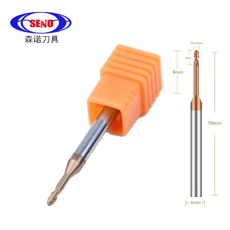 SENO 1PCS Milling Machine HRC55 Extra Long Ball Nose End Mill 2 Flutes Woodworking Tools CNC Finishing Machining Endmills