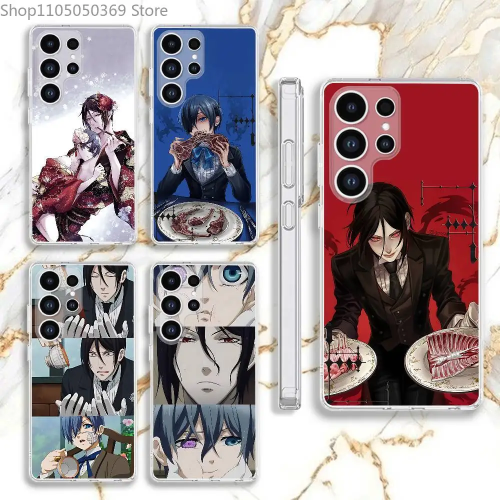 

B-Black Sebastian Ciel B-Butler Phone Case For Samsung S 23,22,10,9,8 A 71,52,51,30,21S,12 PIus,E,Lite Note20 Ultra Clear Soft