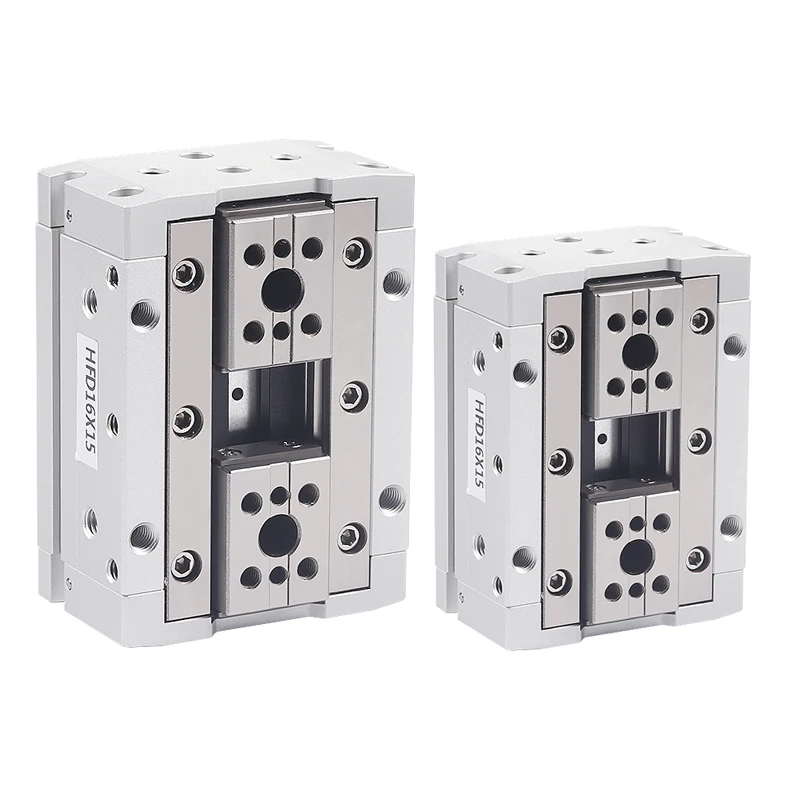 Hochwertige HFD8X8/8X15/8X30/12X10/12X25/12X50/16X30/16X60 Luftklemm-Führungsschiene Schiebetisch-Klemmvorrichtung Fingerzylinder – Detail 1