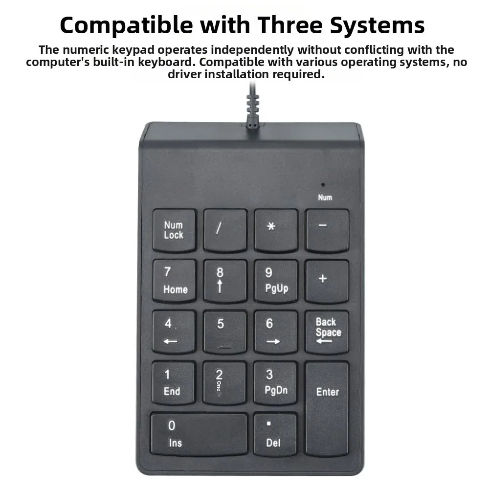 Multifunctional Mini Wired Numeric Keypad Portable Universal 18 Keys Keyboard Compact Ergonomic USB Digital Keyboard Accounting
