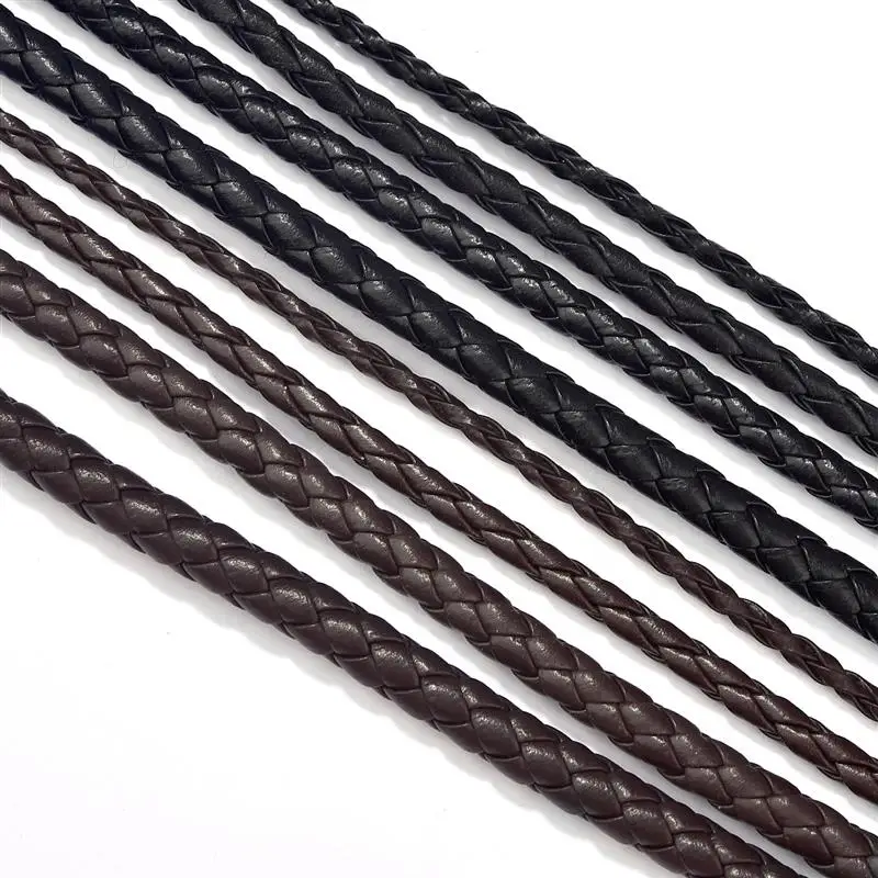 

2meters 3/4/5/6mm Braided Leather Cord Rope Strip For DIY Pendant Neck Bracelet Jewelry Making Supplies Dropshipping Wholesale