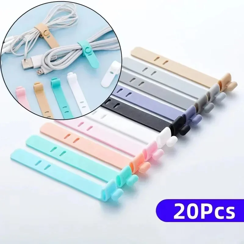 4/12Pcs Mobile Phone Cable Winder Earphone Clip Charger Cord Organizer Management Silicone Wire Cord Fixer Holder Cable Belt