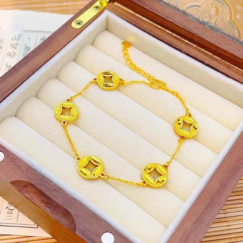 

Gold Shop 24K Real Gold Broken Bingbing Gold Coin Bracelet Women's Transport Coin Hand Dressing Au999 Gold Duoduo Bracelet