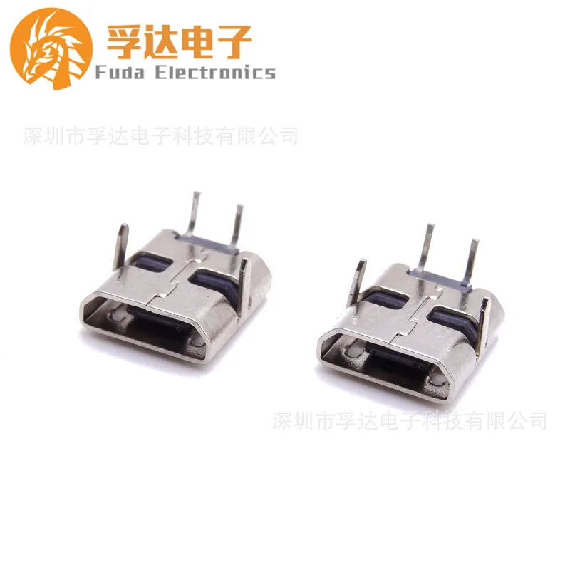 For MICRO 2P plug-in board female seat MICRO USB type B 2P board 90 degrees two-pin plug-in board pin DIP single charging