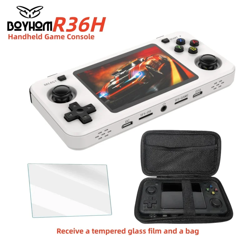 

Портативная игровая консоль BOYHOM R36H с 3,5-дюймовым IPS-экраном, Linux RK3326, ретро-плеер для видеоигр, 64 ГБ/128 ГБ, более 10000 классических игр