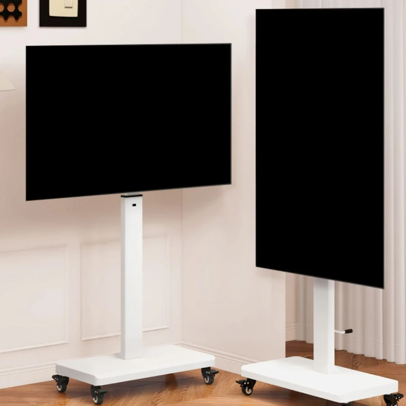

TV bracket horizontal and vertical screen rotating live broadcast rack hand-cranked lifting cart with wheels moving floor type