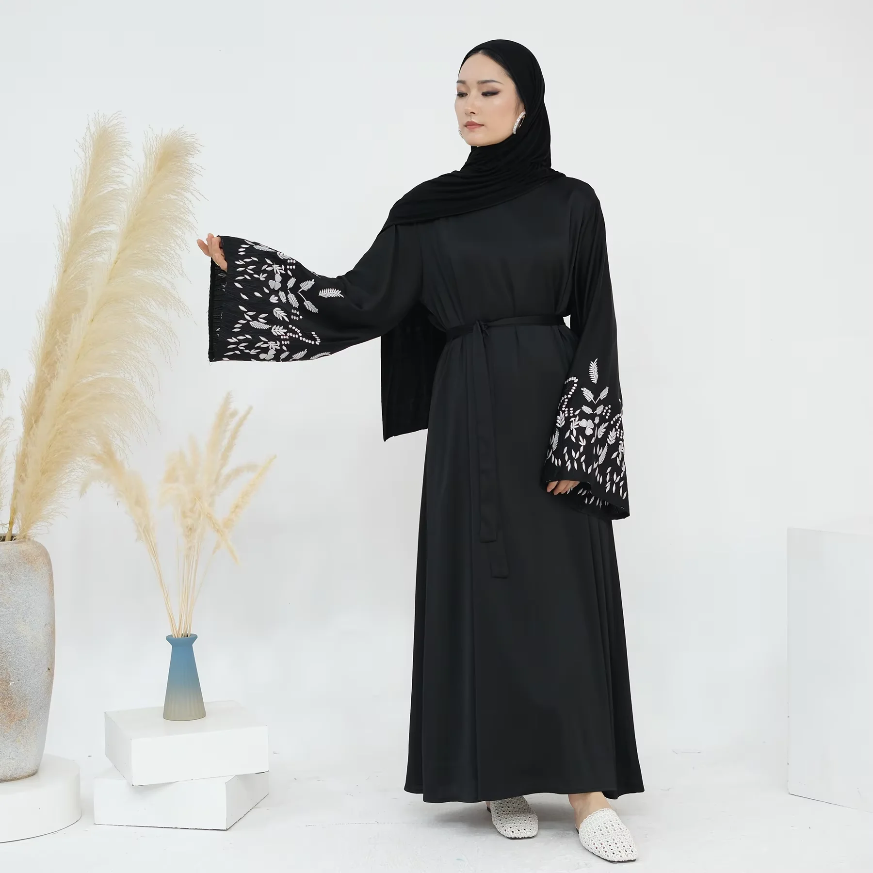 Eid Ramadan broderie Abaya pour femmes Robe maroc dubaï Islam robes musulman arabe longue Robe Kebaya caftan Abayas Jalabiya