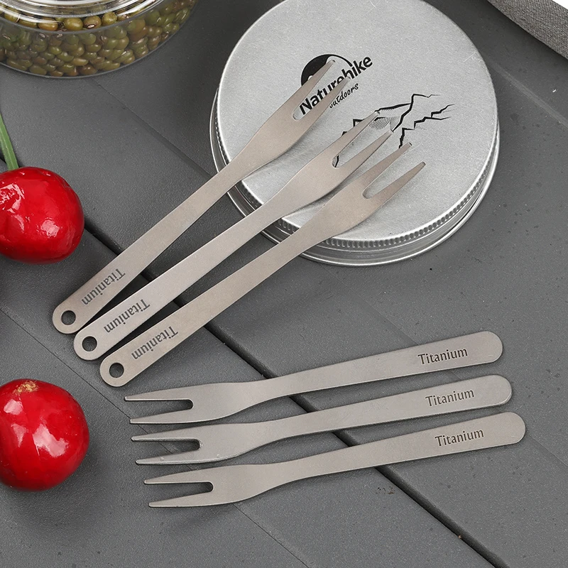 3PCS Titanium Toothpick Fruit Fork Self EDC Gadget for man woman Outdoor Camping Hunting Travel Tableware Picnic Gear Ta8151