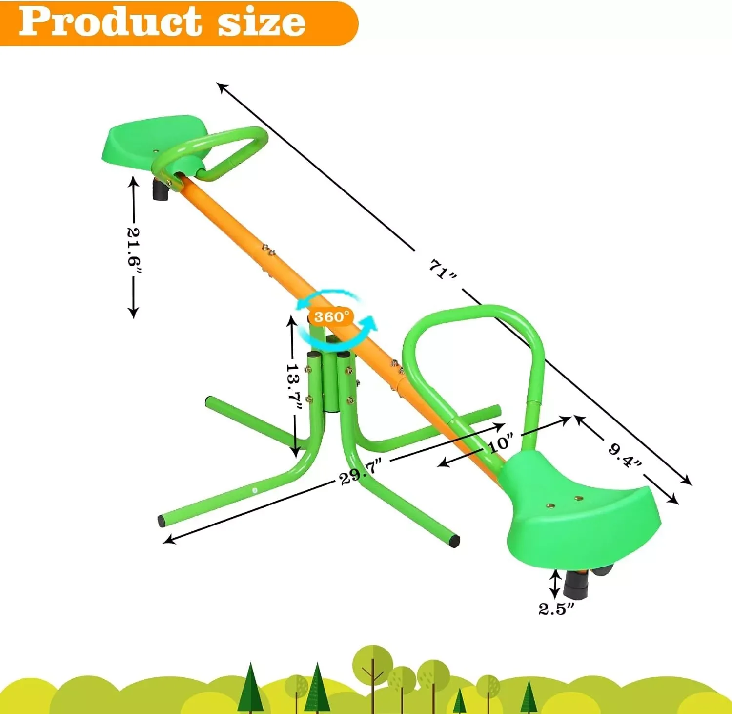 US Heavy-Duty Rotation Outdoor 2-4 Kids Seesaw 360 Degree Teeter Totter Swing Playground Play Set Game Toy