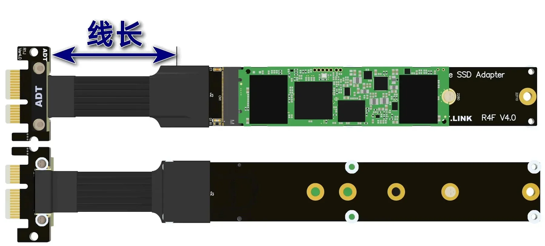 ADT-Link PCIe 4.0 x1 1x to M.2 NVMe Riser Cable PCI-e X1 Extension M.2 NVMe SSD Hard Disk Card Adapter Motherboard M2 Key M Slot