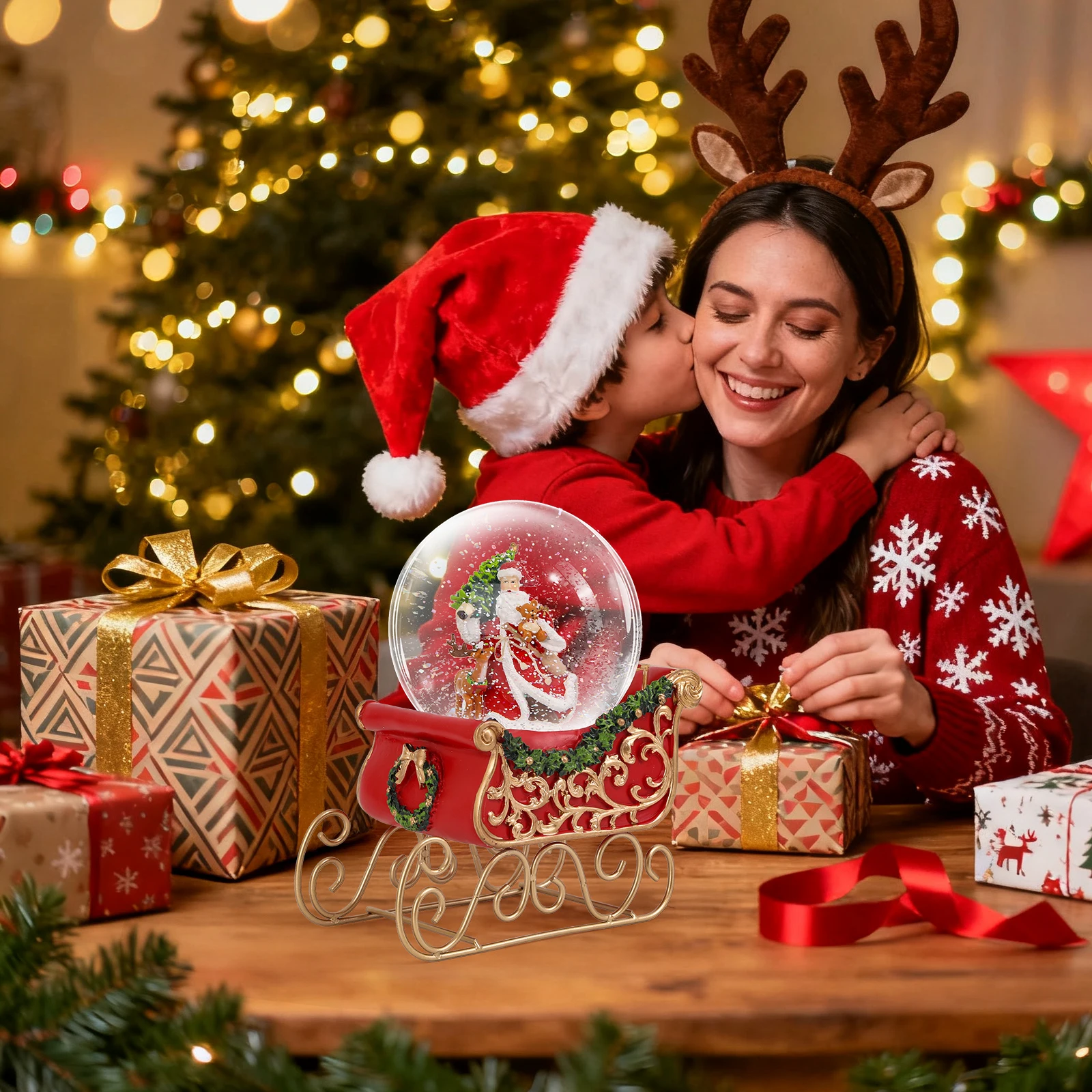 

Christmas Snow Globe with Music and LED Lights, 2025 Holiday Home & Office Decor, Perfect Christmas Gift for Family, Friends, Ev