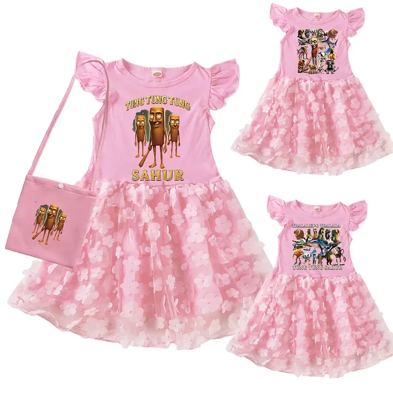 Tingtungsahur ملابس الأطفال الكرتون طفل الفتيات فستان الأميرة الصيف الأطفال فستان حفلة عيد ميلاد عيد الميلاد عيد الهالوين زي #1