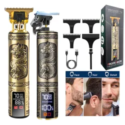 2024 Hot Sale Cordless Guard 0mm Charger Full Set Metal Body Lcd Display Mens Hair Trimmer Clipper Shaver Cutter Cutting Machine