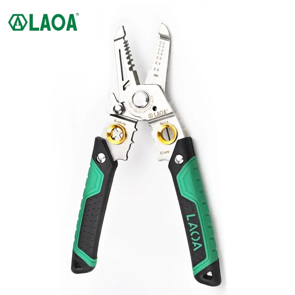 LAOA Wire Stripper Cable Cutter Crimping Pliers Clamper Splitting Winding Peeling Edge Stainless Steel Electrician Tool