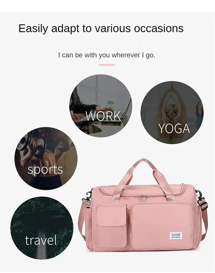 Bolsa de viaje de gran capacidad para mujer, bolsa de gimnasio para fin de semana, bolsas de lona para la noche con comp