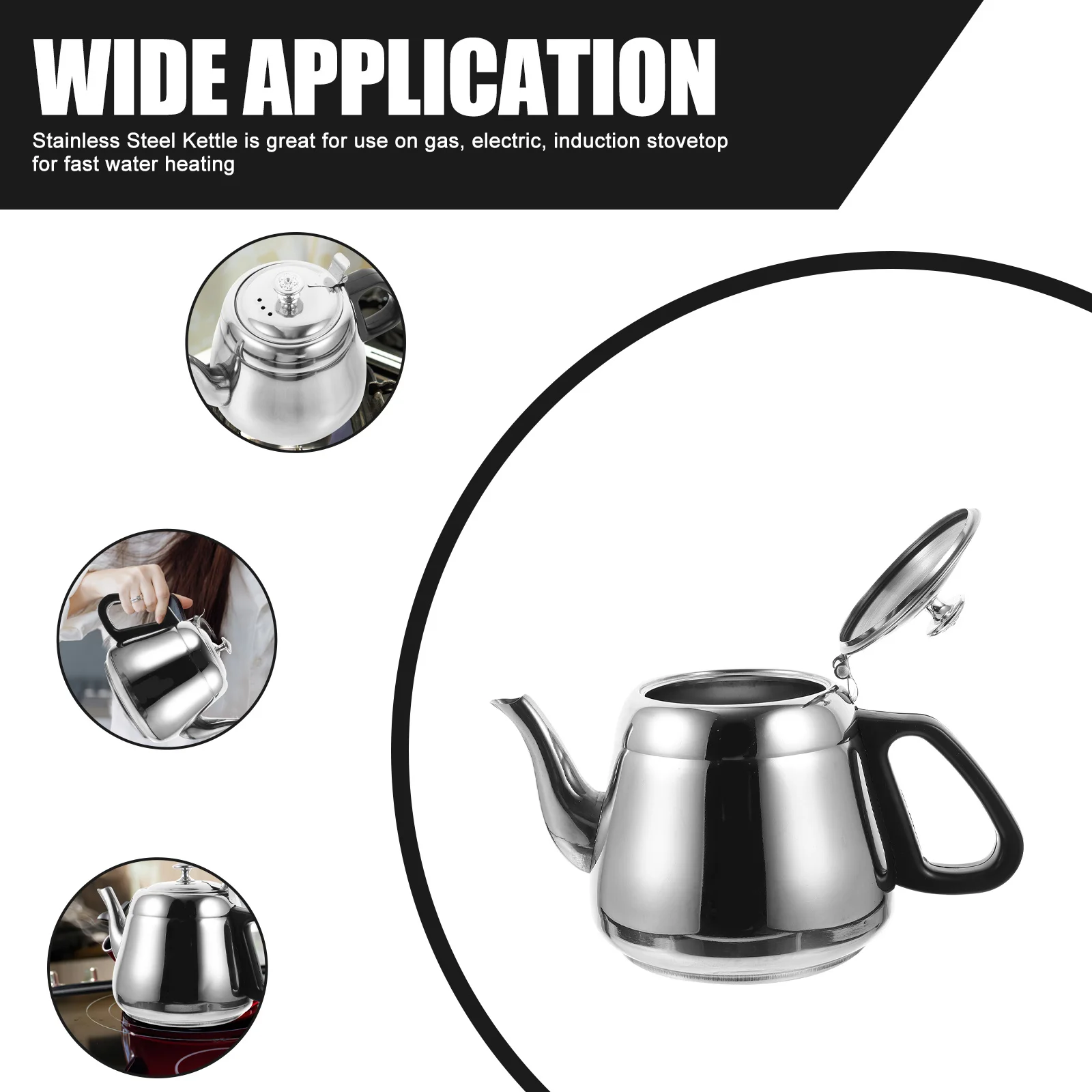 

Cool-Touch Handle Large Capacity Stainless Steel Boiling Water Kettle Thicken Design Rust Resistant For Gas Electric