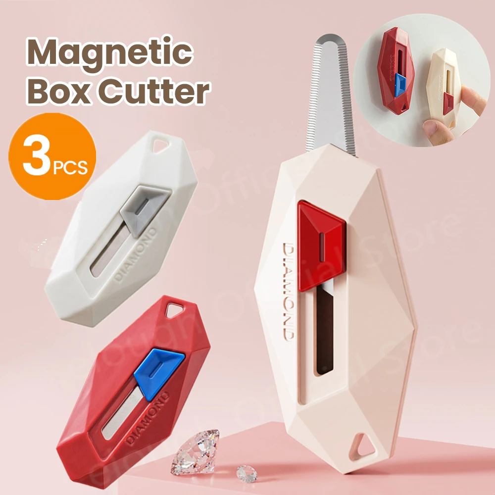 Anti-Stick Magnetic Mini Box Opener Unbox Knife Safety Round Head Carton Box Cutter For Opening Package Letter Utility Knife