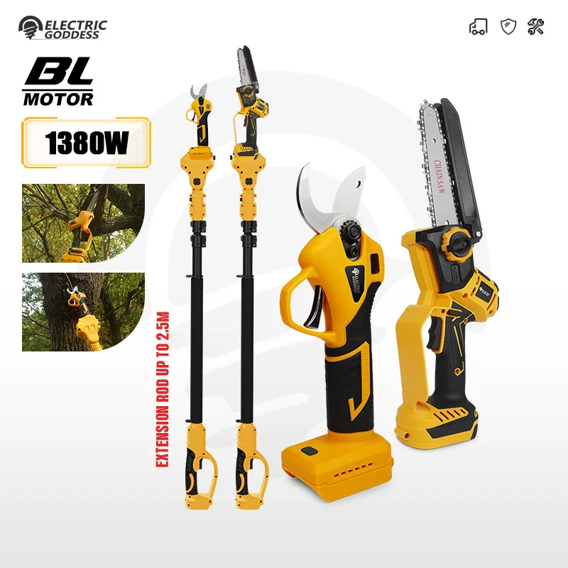 EGOD 6Inch Brushless Telescoping Pole Electric Chainsaw High Branch Saw Garden Pruning Power Tools For Dewalt 20V Battery Pin