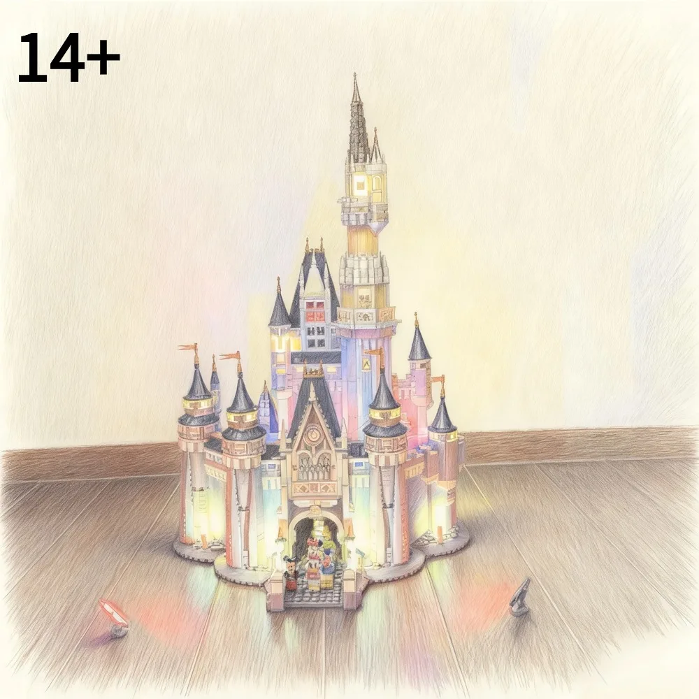 

2026 НОВЫЕ игрушки для домашнего декора, замок принцессы, 74 см, высокие модульные строительные блоки, кирпичи, 4080 шт., подходят 71040 для детей, подарки на день рождения
