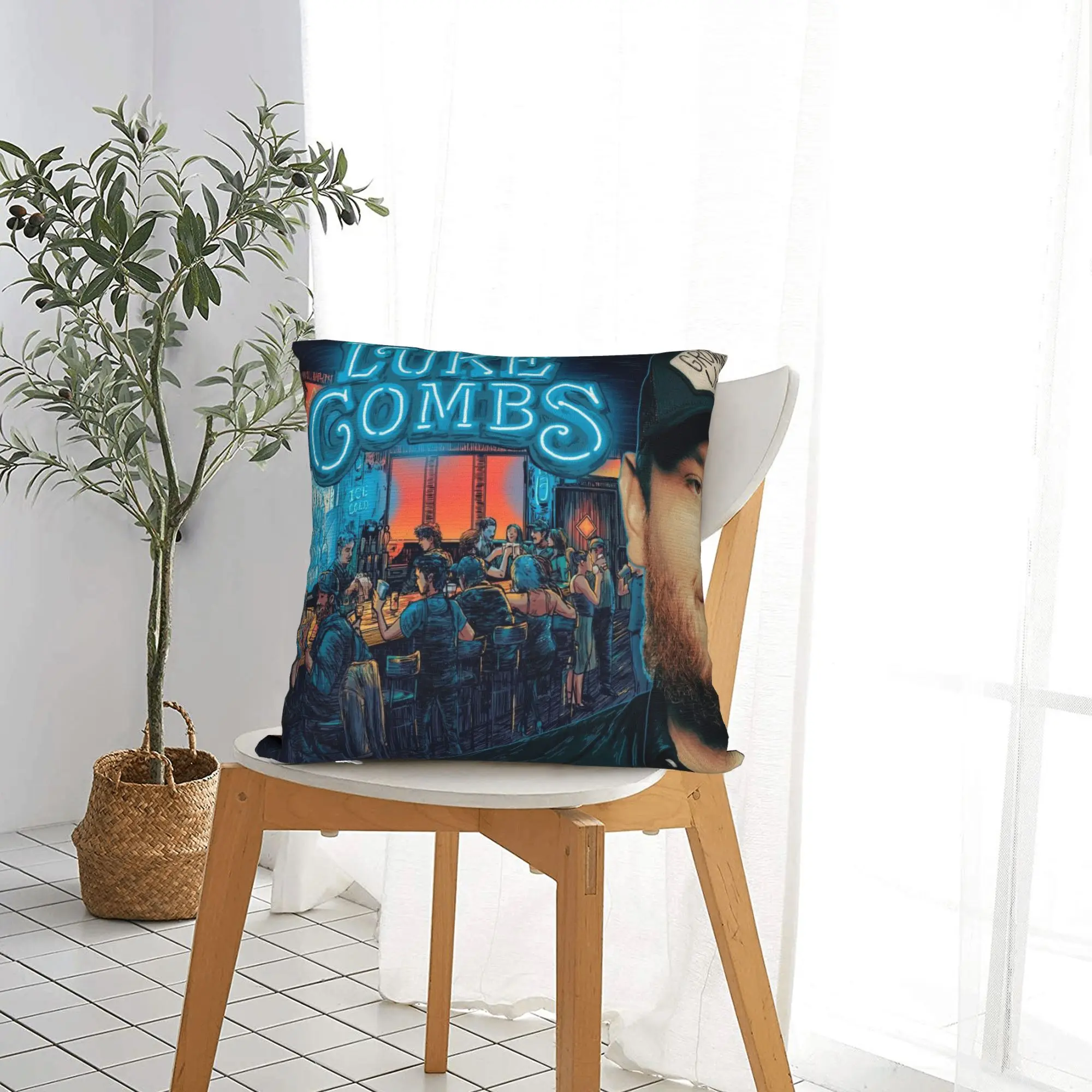 Y2K Car lukes comb fan gift singer  Decorations Pillowcase Accessories  Pillow Cover Square Multi-Size