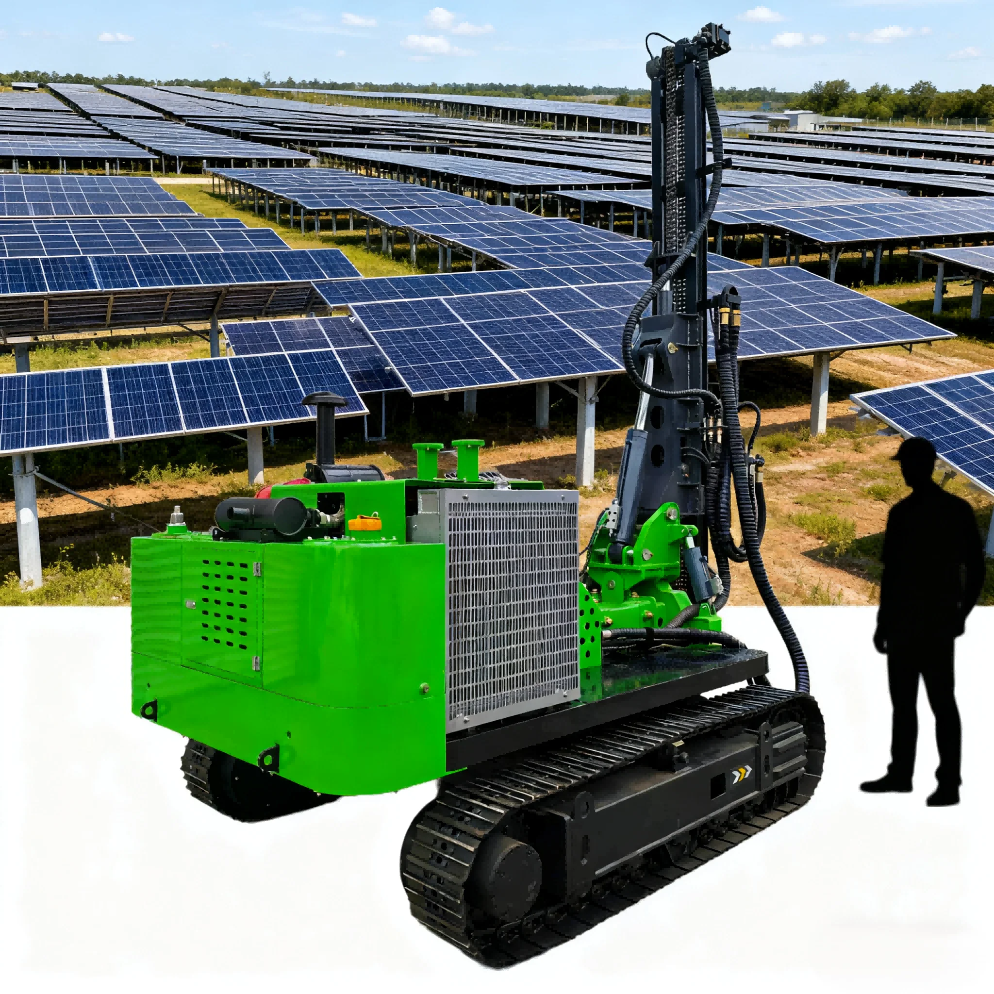 Efficiency Engine Pump Motor for Solar Plant Construction  TZ539 Solar Pile Driver Machine Hydraulic Walking High