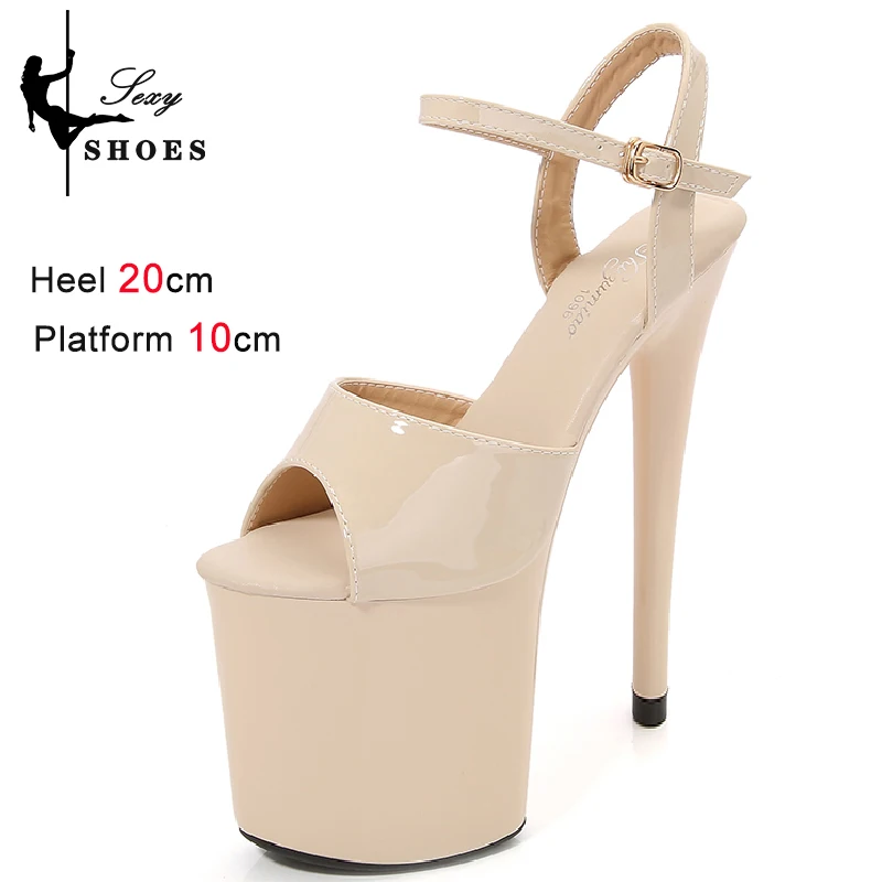 Women Sexy Show Sandals 20 CM High Heels Sexy Platform Color Sandals Girls 8Inch Super High Heels Shoe for Party Club Stripper