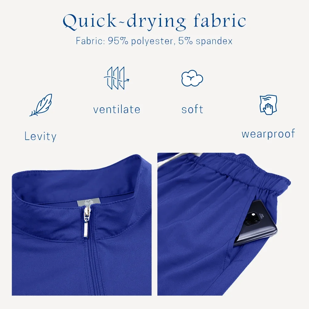 Conjunto de uniformes médicos elásticos para mujer, Tops quirúrgicos, pantalón, clínica Dental, salón de belleza, ropa de trabajo, accesorios para enfermeras