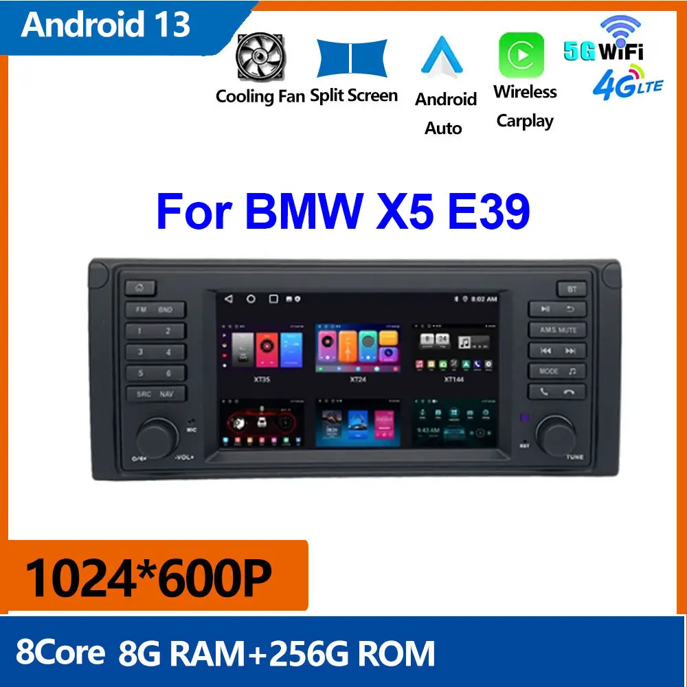 

For BMW X5 E39 Multimedia Navigation GPS HDR QLED Player No 2din Stereo High-performance CPU Android 13 Car DVD Auto Radio