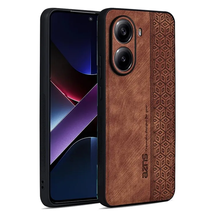 

AZNS For Xiaomi Poco X7 Pro 5G / Redmi Turbo 4 5G Case Protective PU Leather Covered TPU Phone Shell - Brown