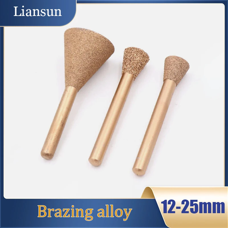 

1/2/5pcs Inverted Trapezoid Diamond Grinding Head 6mm Shank 12/14/16/18/20/25mm Brazing Alloy For Polish Carving Tools