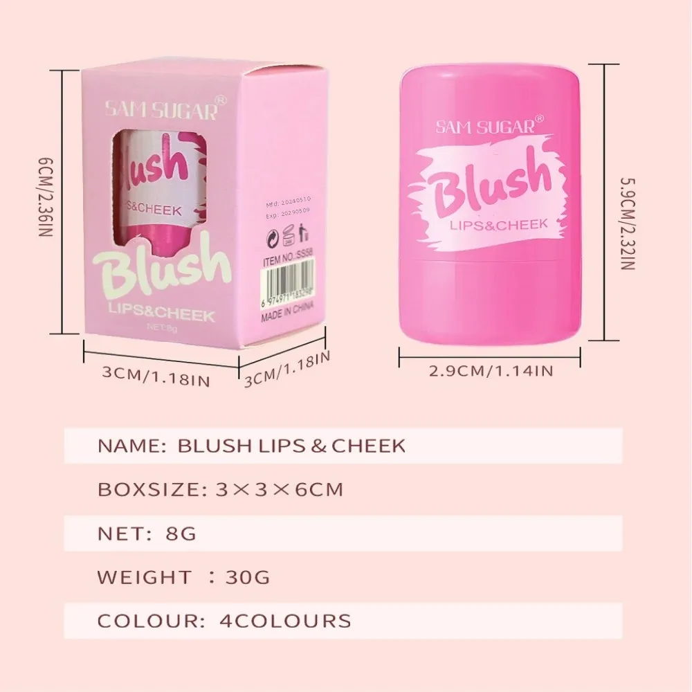 4 Color Jelly Blush Stick Matte Moisturizing Lip Balm Eyeshadow 3 in 1 Multi Use Brightening Makeup Gloss