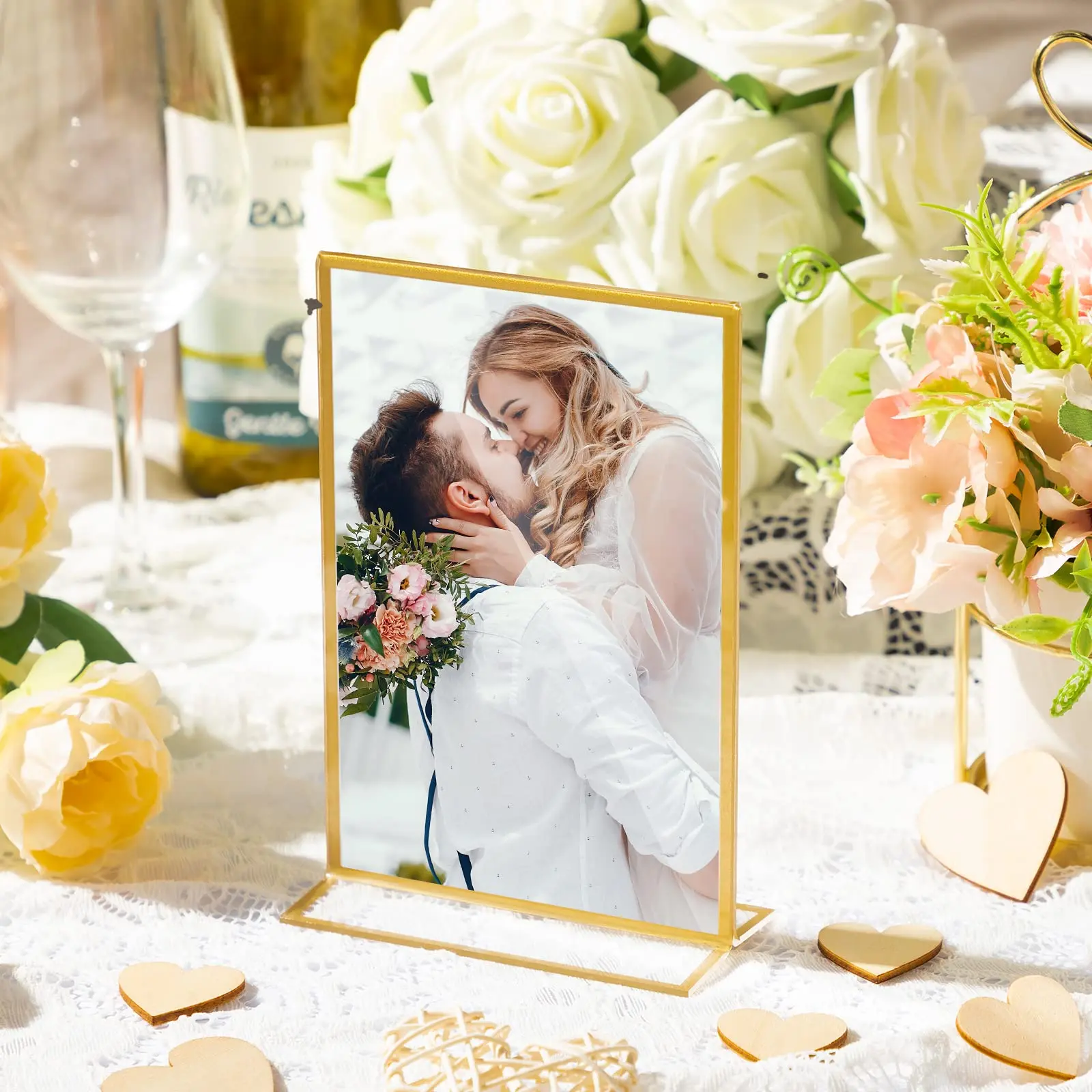 Gold Acrylic Sign Holder Wedding Table Numbers Picture Frames Menu Holder Table Decor for Restaurant Signs Photos Art Display