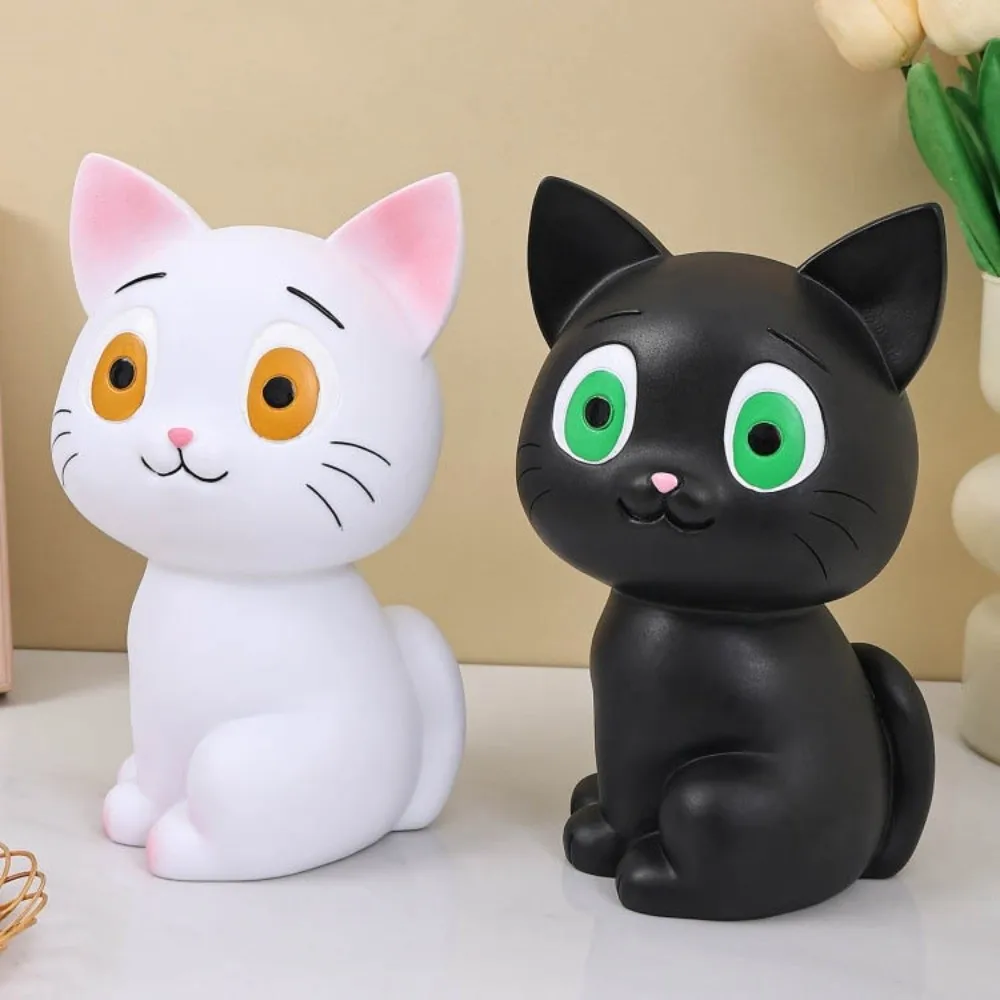 Tirelire Anti-chute pour chat noir, réservoir d'épargne, grande capacité, boîtes d'argent pour chat de dessin animé, modèle de chat décoratif à collectionner